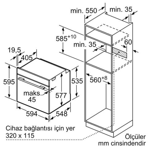 Bosch HJG852YN0T Serie 6 Ankastre Fırın 60x60 cm