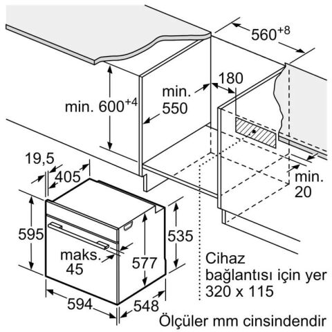 Bosch HJG852YN0T Serie 6 Ankastre Fırın 60x60 cm